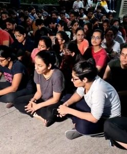 MBBS Students Protest at College Gate till Late Night