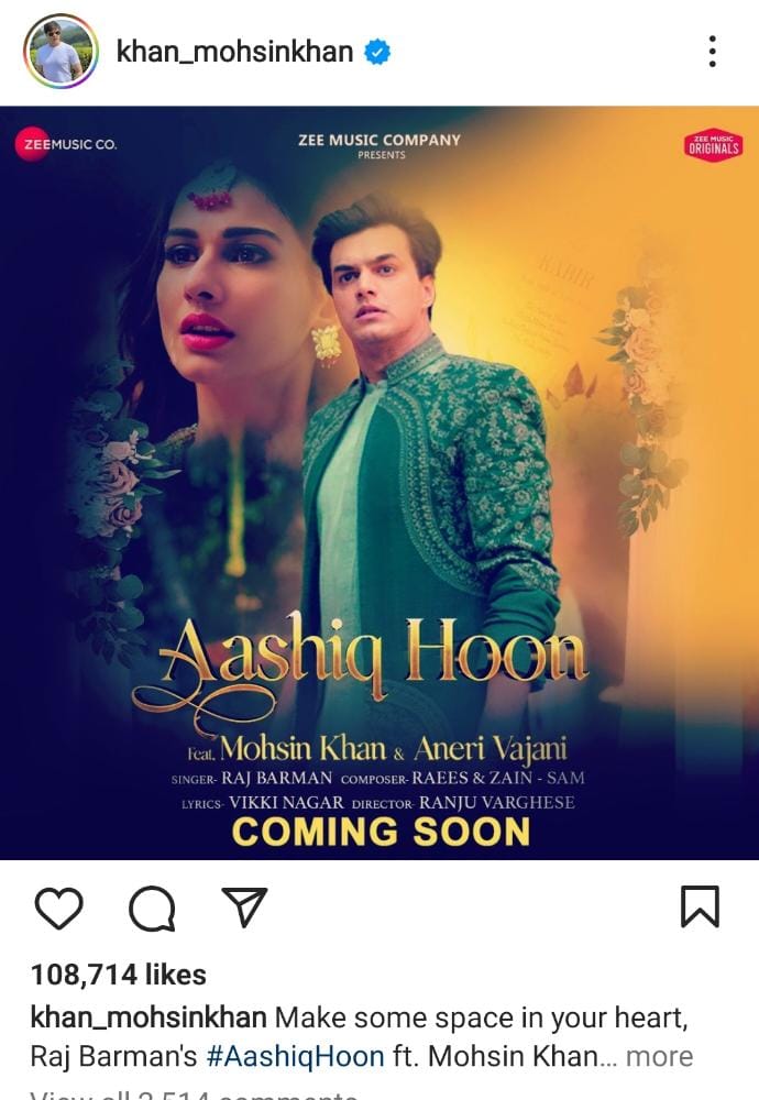 Mohsin Khan share Poster 'Aashiq Hoon' 