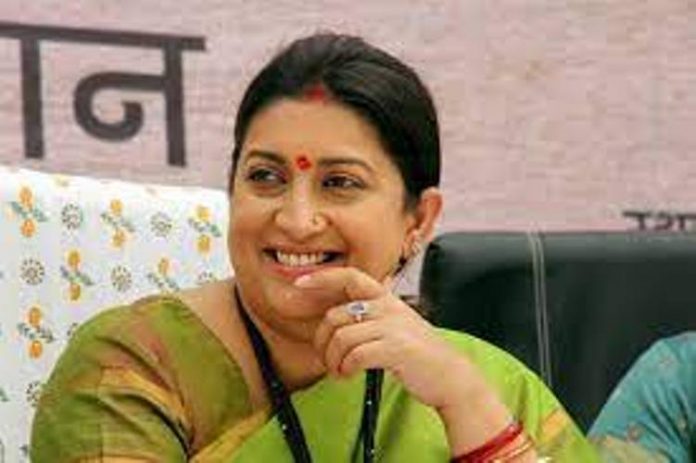 Panipat News/Union Women and Child Development Minister Smriti Irani in Panipat on Tuesday