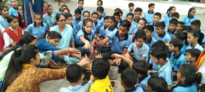 Panipat News/Organized Havan Yagya on the occasion of Shravani month in AV Public School