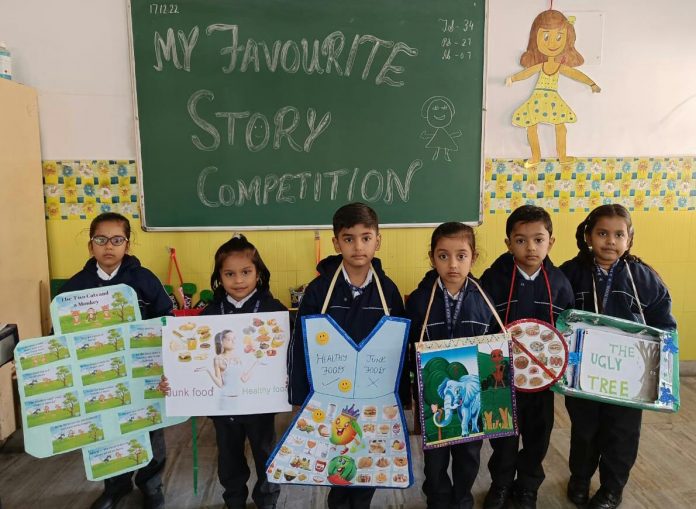 Panipat News/Children enthusiastically participated in the story reading activity at Dr. MKK School