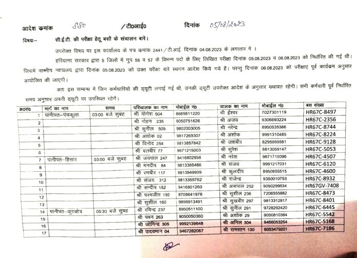 Schedule Of Buses Released For CET Exam