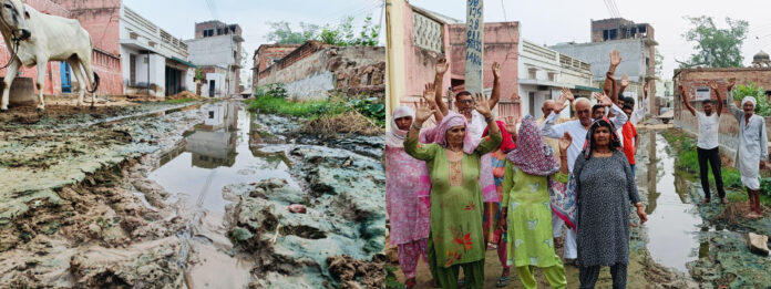 The streets of Kanhra village have turned into piles of mud