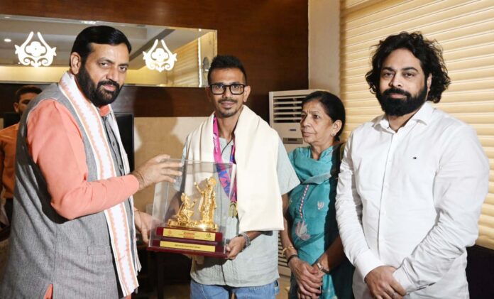 CM Naib Singh honored cricketer Yuzvendra Chahal