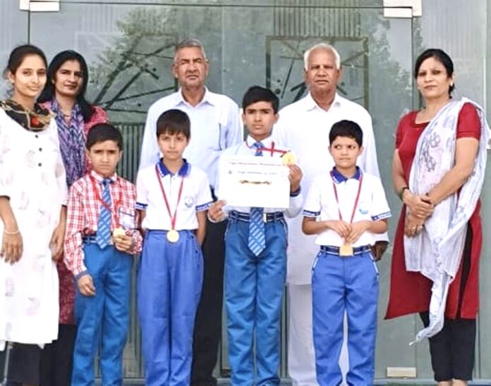 Priyanshu of Sri Krishna School won gold in the district level yoga competition