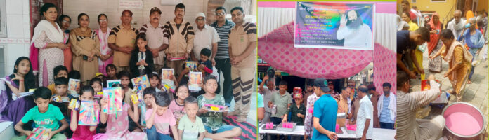 On Guru Purnima Dera lovers distributed stationery to children and set up a stall