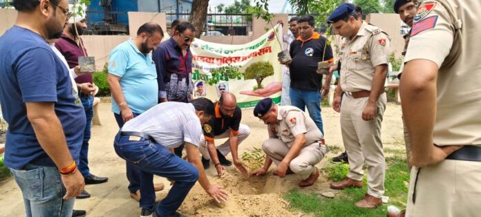 Police administration started the second phase of Rotary's tree plantation campaign