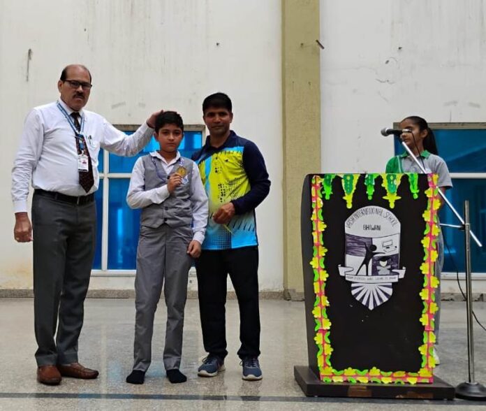 Mayank Yadav, student of Vaish International School, Bhiwani won silver medal