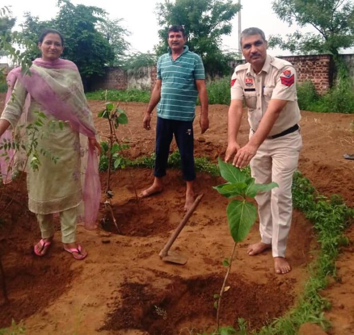 Resolved to create a clean environment by planting saplings in Jatusana police station premises.