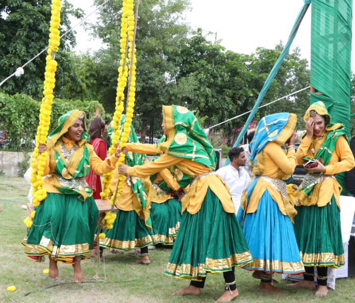 Teej festival celebrated with great pomp in Chaudhary Ranbir Singh University