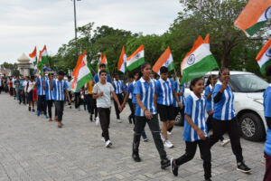 Rajya Sabha MP Kartikeya Sharma flagged off the marathon from Chhotu Ram Indoor Stadium 