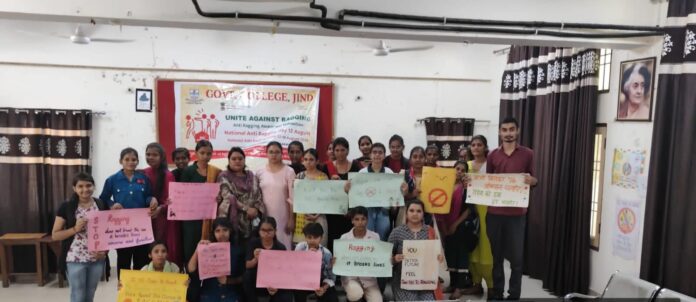 Students wrote slogans on anti ragging