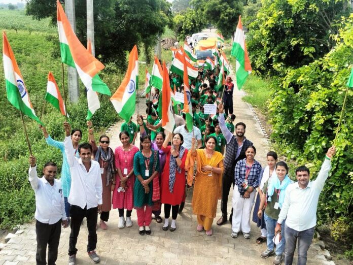 Students took out Tricolor march with patriotic songs