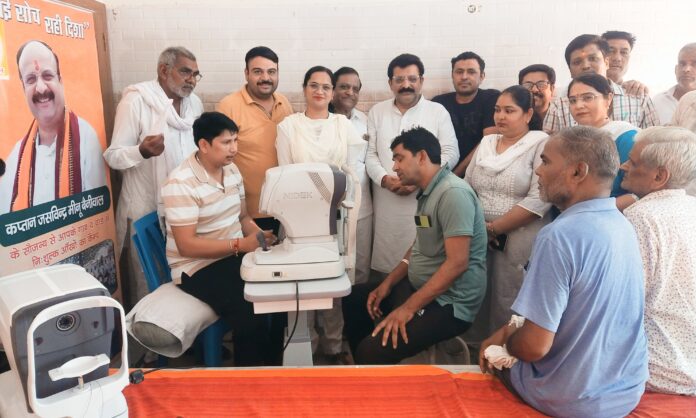 Social worker Captain Jaswinder Meenu Beniwal organized an eye check-up camp