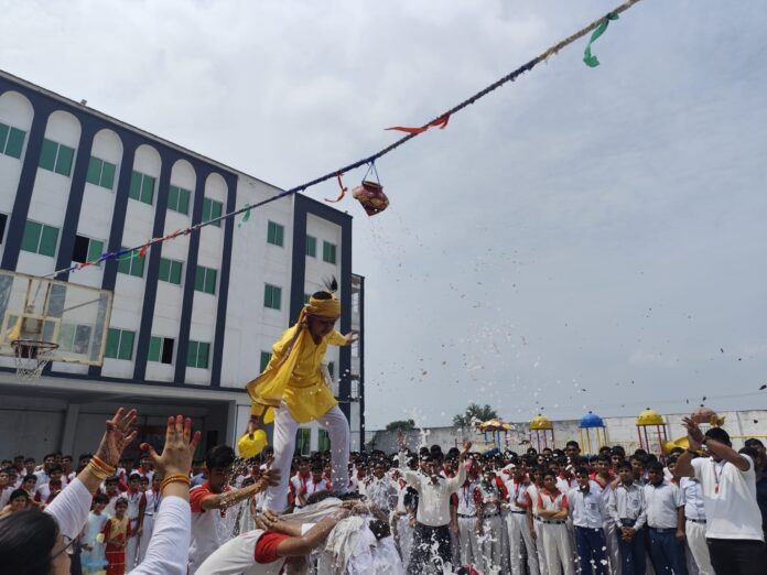 In rural and urban areas, small children celebrated Shri Krishna Janmashtami by breaking Dahi Handi.