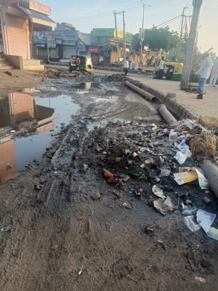 Waterlogging and muddy roads become a cause of trouble for the people.