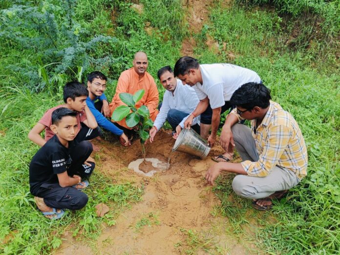 Tree plantation campaign conducted in Pandawan village on the occasion of Krishna Janmashtami