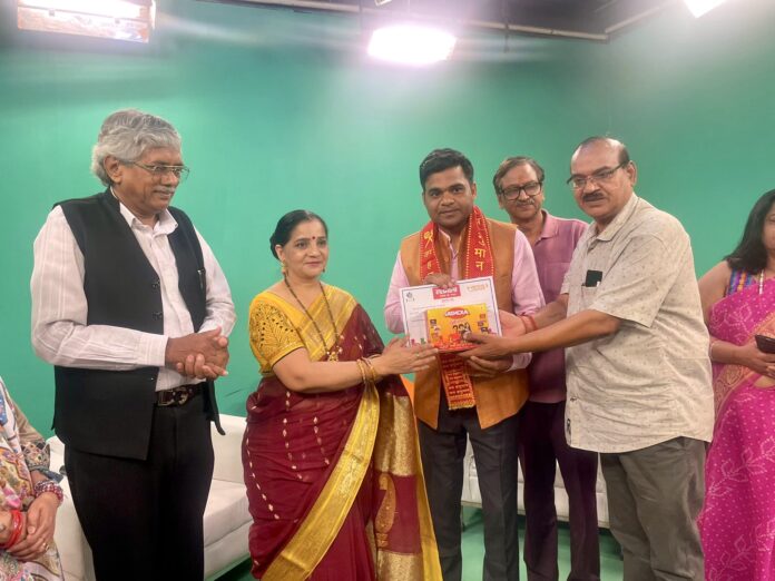 Rajendra Arya won the first place by reciting poetry on the national TV channel Sadhna