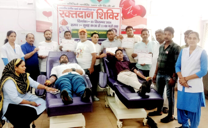 34 blood donors donated blood in the blood donation camp