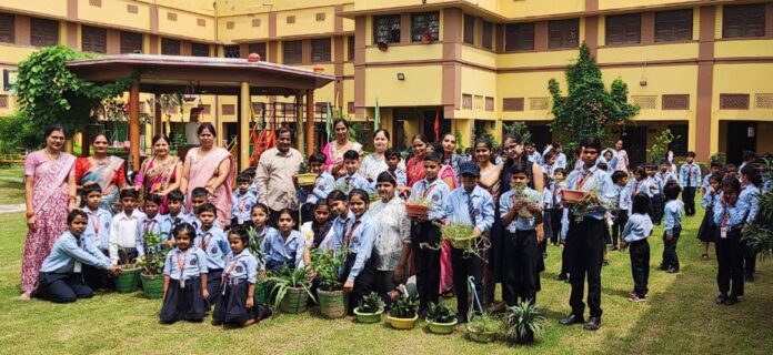 Students celebrated Teacher's Day by planting saplings in KR Public School.