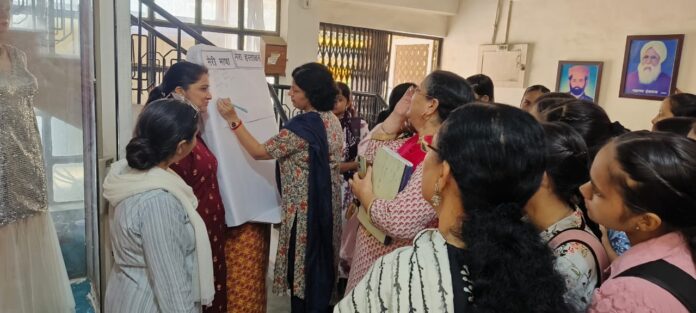 Calligraphy and dictation competition on World Hindi Day at DAV Girls College