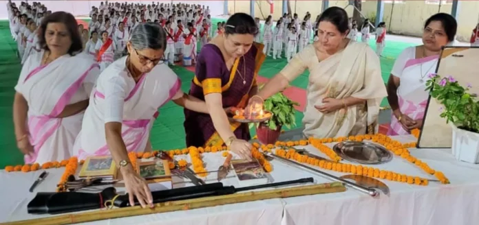 Arms worship and procession organized by Rashtriya Sevika Samiti in Gurugram