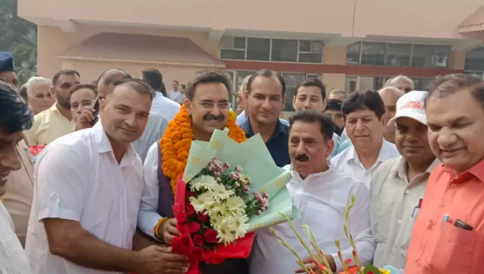 Haryana Assembly Speaker Harvinder Kalyan received a rousing welcome