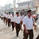 RSS's Path Sanchalan was given a grand welcome with flower shower