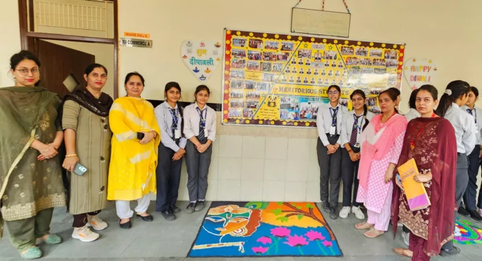 Rangoli competition in the city's Mukandlal National Senior Secondary School