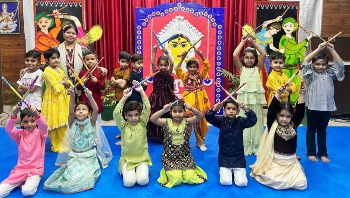 Students brightened the cultural festival with Garba