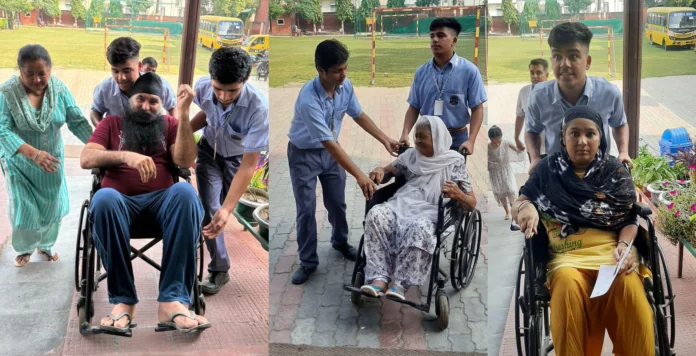 Students of Navyug School helped disabled and elderly voters.