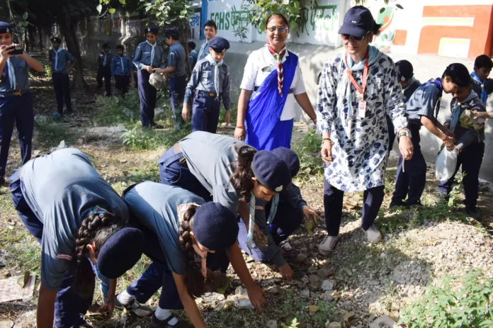 Cleanliness drive conducted by Scouts and Guides in Halwasiya School