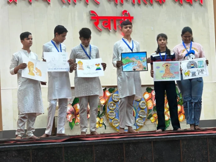 Saksham Jain and Neeti Jain became winners in speech and Chetan Jain and Manya Jain became winners in poster making competition.