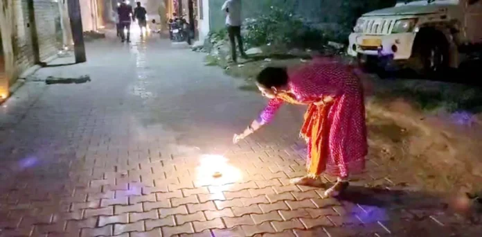 People celebrated Diwali festival with great pomp and show and distributed sweets at each others houses