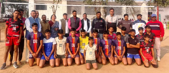 Players of Sports Nursery Heritage Galaxy International School dominated the district level volleyball ompetition.