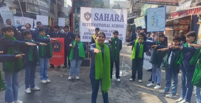 Students of Sahara International School made people aware through road show