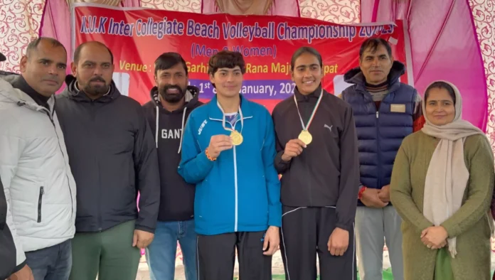 Arya College won two gold medals in beach volleyball.