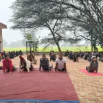 Children were made to do Surya Namaskar Yoga in Balali School.