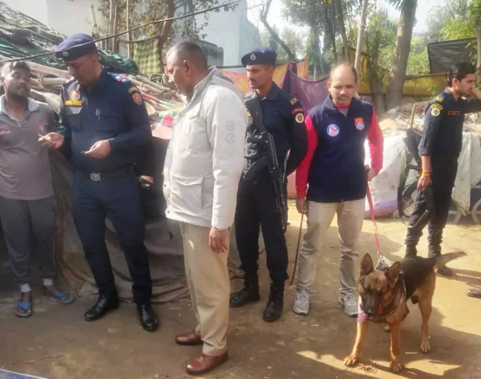 Police conducted search operation with dog squad and commando jawan