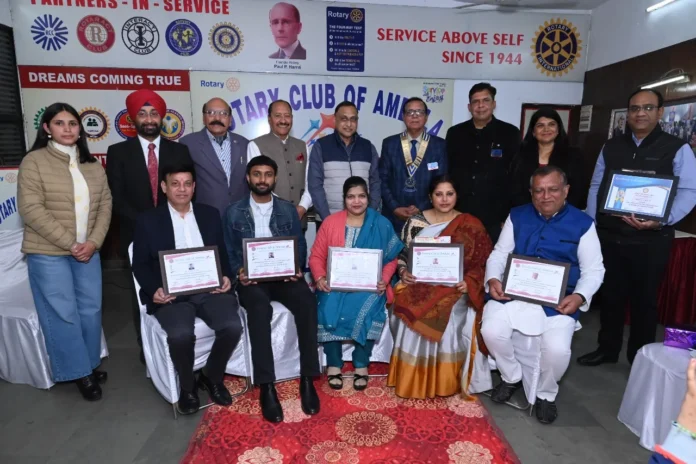 Ambala News : Rotary Club of Ambala ने 5 व्यक्तियों को प्रतिष्ठित रोटरी वोकेशनल पुरस्कार से किया सम्मानित