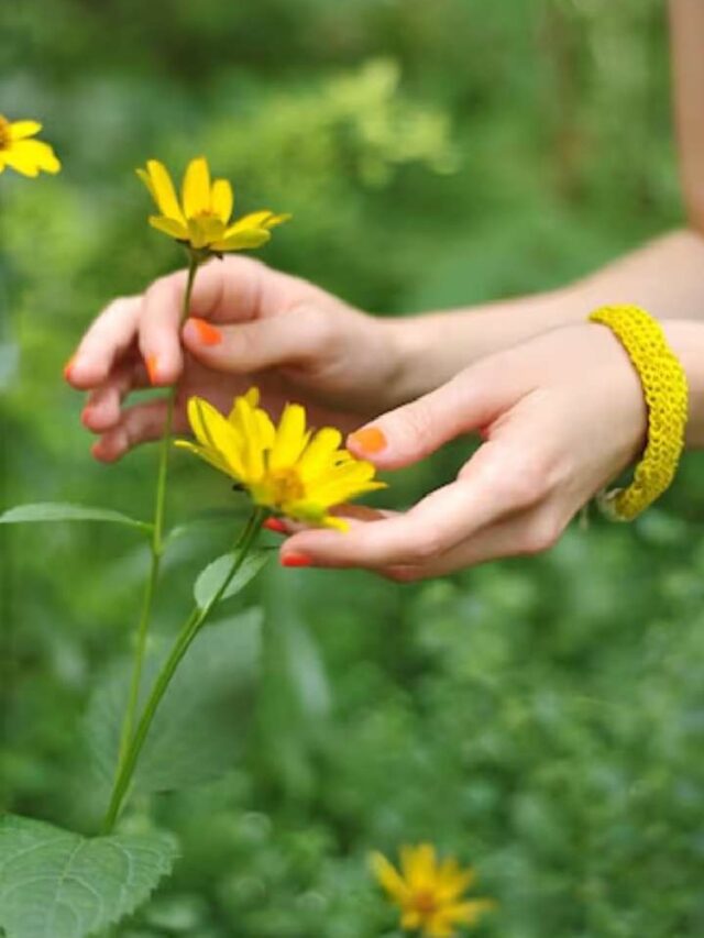 plucking flowers