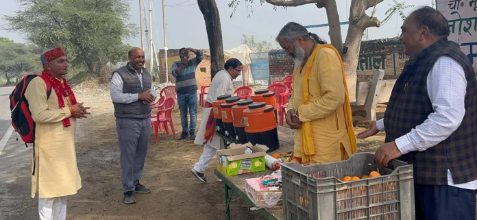 खाटू श्याम धाम जाने वाले पैदल यात्रियों के लिए गांव गोलागढ़ में लगाया पांच दिवसीय शिविर