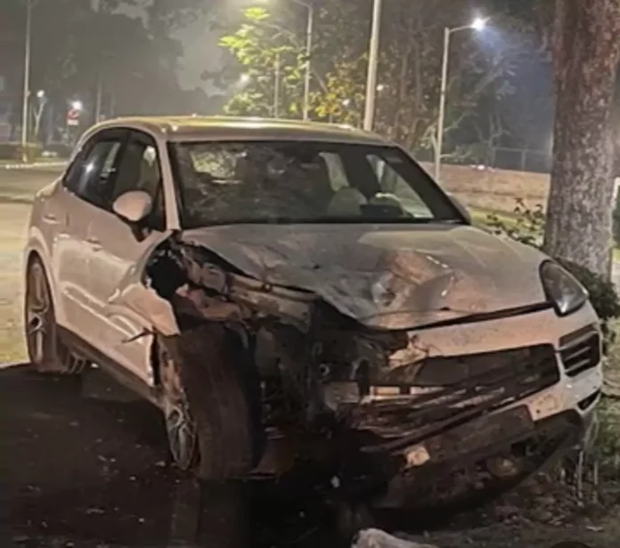 A high speed Porsche car hit an Activa driver, the body of the Activa driver was cut into two pieces