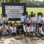 Three units of NSS conducted a cleanliness drive in the college playground through a camp